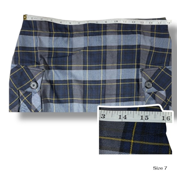 Land's End Plaid Navy Side Pleat Skort Junior Misses Size 7 - Picture 6 of 12